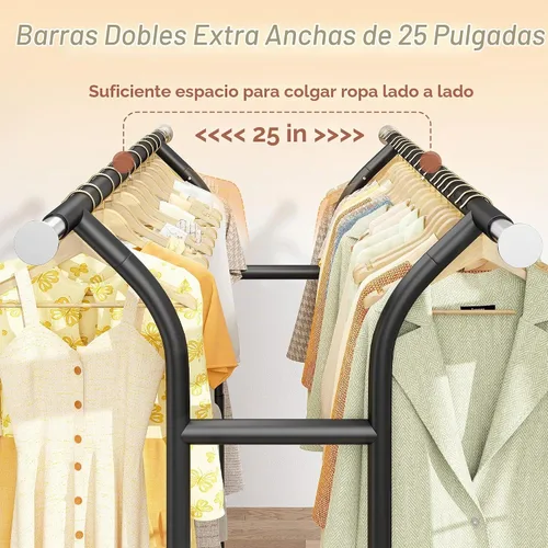 Vista 4 de Raybee - Perchero de 74 pulgadas de ancho, 630 libras, barras dobles resistentes, tamaño ajustable