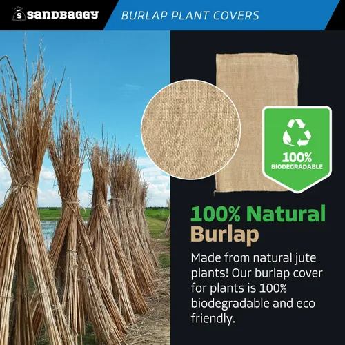 Vista 6 de Sandbaggy Bolsas de arpillera de 24 x 40 pulgadas, tela de protección contra heladas y congelación para árboles, arbustos y plantas al aire libre