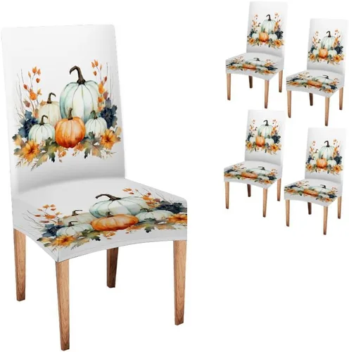 Vista 261 de CAPSCEOLL Christmas Dining Chair Covers,Snowflakes Festive Winter Pattern Stretch Chair Covers for Dining Room Set of 2 Washable Spandex Parson