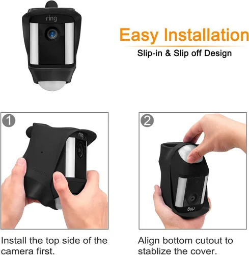 Vista 4 de Fintie Funda de silicona para cámara Ring Spotlight, silicona suave resistente a la intemperie, cubierta protectora para cámara de seguridad HD