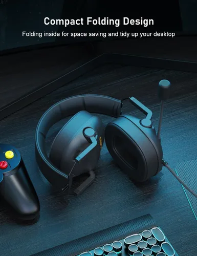 Vista 3 de SENZER SG500 Surround Sound Pro Auriculares Gaming con Micrófono de Cancelación de Ruido - Acolchado de Espuma Viscoelástica Suave - Auriculares
