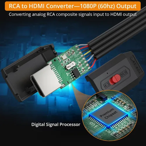 Vista 2 de Neoteck - Cable convertidor RCA a HDMI de 7.9 in/0.66 pies AV a HDMI