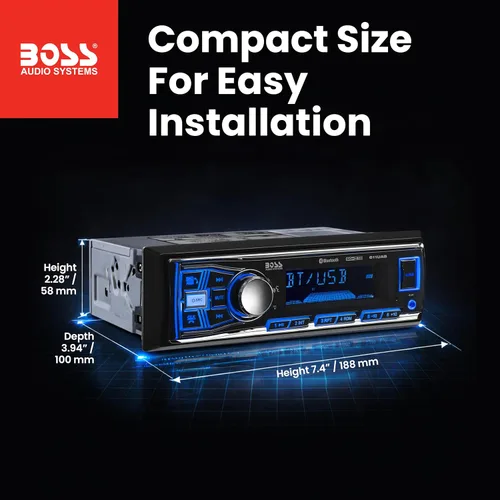 Vista 5 de Boss Audio Systems 611UAB - Estéreo multimedia para auto - Un solo Din, audio Bluetooth y llamadas manos libres, micrófono incorporado, reproductor