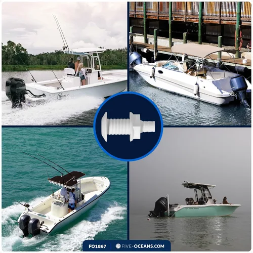 Vista 5 de Five Oceans Accesorios de casco de 1-1/2 pulgadas para barco, polipropileno moldeado por inyección blanco, púas, resiste condiciones duras - FO1867