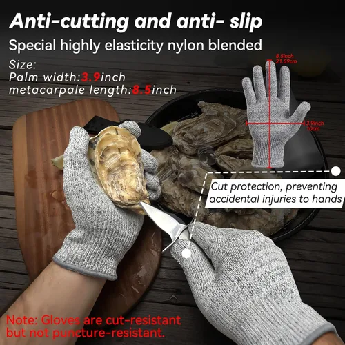 Vista 3 de Cuchillo de ostras, kit de shucker de ostras, cuchillo de shucking de ostras con mango de madera cómodo, cuchillos de ostras resistentes y afilados