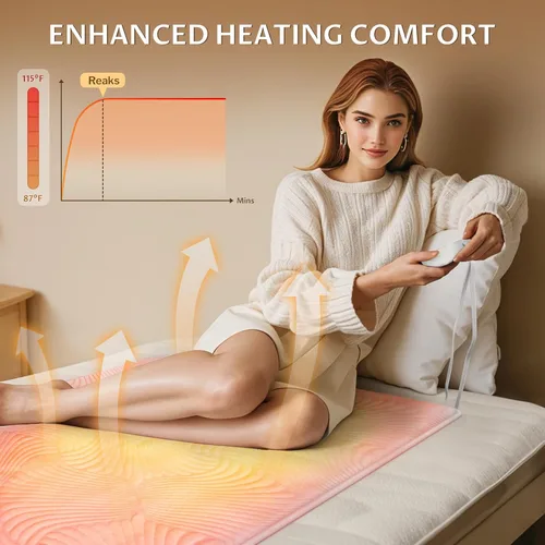 Vista 4 de Protector de colchón eléctrico con calefacción MINI de tamaño Twin - Calentador de cama con funciones de memoria y precalentamiento, 12