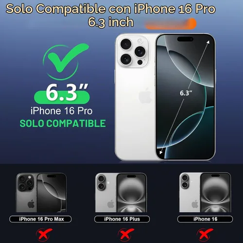 Vista 2 de SPIDERCASE Funda impermeable para iPhone 16 Pro, color negro y transparente Negro / transparente