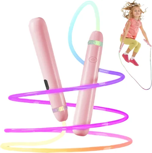 Vista 6 de Cuerda de saltar para niños, cuerda de saltar para niños y adultos, LED brillante ajustable que salta colorido y luminoso para fitness