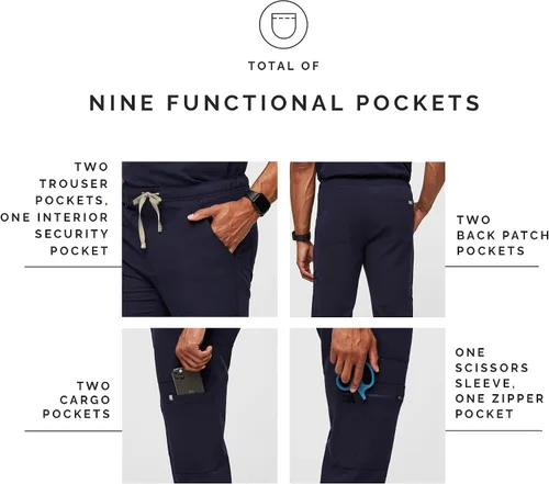 Vista 6 de Pantalones de limpieza tipo cargo FIGS Cairo, ajuste clásico de pierna recta