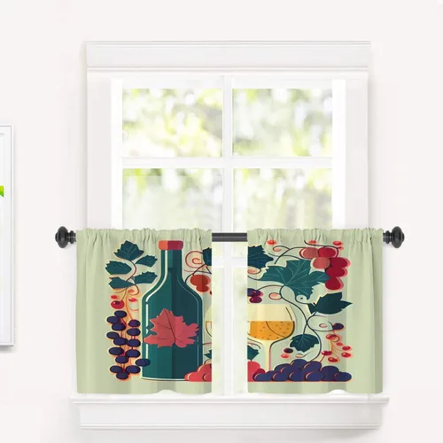Vista 96 de Cortinas opacas de cocina con pintura al óleo de Europa rosa y negra para ventanas, cenefas opacas modernas de torre Eiffel de poliéster multicapa