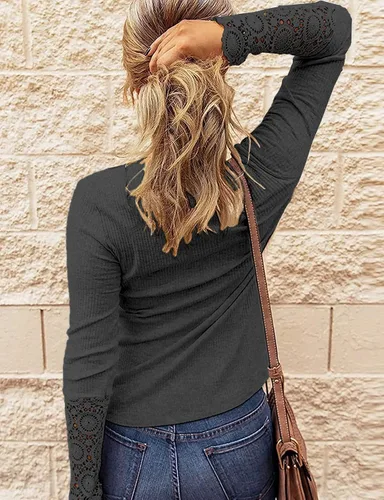 Vista 3 de Kancystore - Blusas de manga larga para mujer, con cuello en V y botones