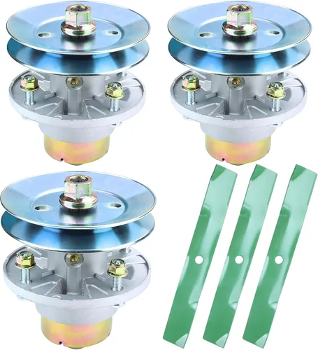 Vista 14 de Conjunto de husillo AM144608 previamente engrasado con polea de husillo UC20697 para John Deere X330 X350 X354 X370 X380 X384 X390 X394 X570 X580