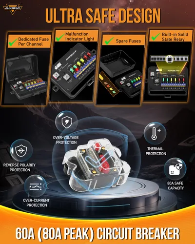 Vista 6 de Auxbeam Panel de interruptores de 6 bandas Bluetooth AR-600 RGB con botón grande, interruptor auxiliar con interruptor de palanca momentáneo