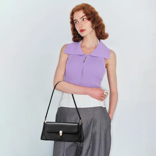 Vista 2 de Keyli Bolso de hombro vintage para mujeres, bolso de mano clásico retro, linda cartera pequeña, mini bolso hobo clutch de cuero a la moda Small