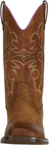Vista 3 de Botas de vaquera SheSole para mujer, estilo vaquero occidental, puntera cuadrada ancha, pantorrilla ancha, color marrón
