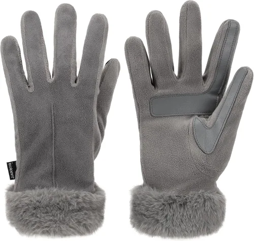 Vista 5 de isotoner Women's Water Repellent Touchscreen Stretch Mya Faux Fur Cuff Gloves Ceniza