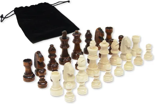 Vista 4 de DA VINCI Staunton - Piezas de ajedrez de madera, 32 piezas de ajedrez y bolsa de almacenamiento (tamaño King de 2.5 pulgadas)
