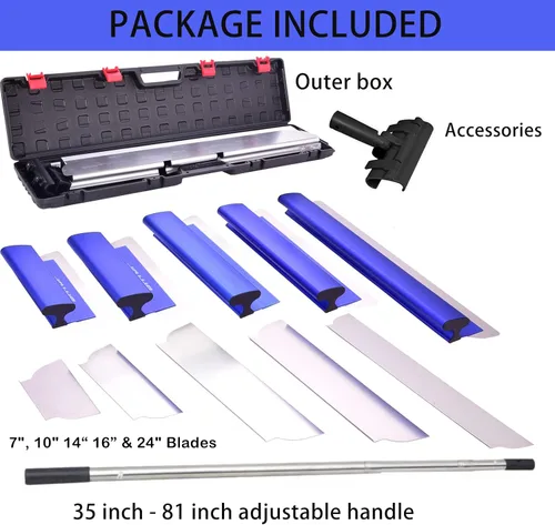 Vista 6 de Herramientas para yeso Cuchilla para yeso con mango extensible - 7", 10" 14" 16" y 24" Cuchillas de aluminio extruido Acero inoxidable 301