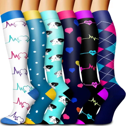 Vista 23 de Bluemaple Paquete de 6 calcetines de compresión de cobre para mujeres y hombres, el mejor apoyo para médicos, correr, enfermería, atletismo