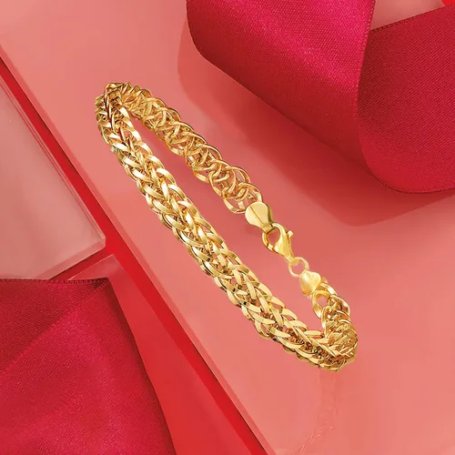 Vista 4 de Ross-Simons 14kt Yellow Gold Wheat-Link Bracelet