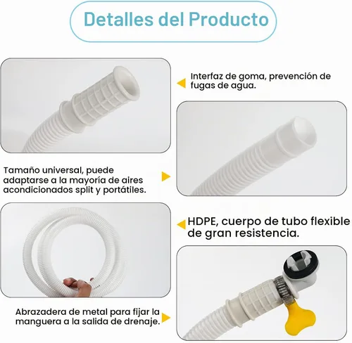 Vista 3 de 2 mangueras portátiles de drenaje de aire acondicionado de 5 pies, mini