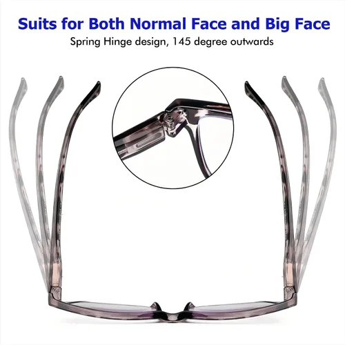 Vista 3 de Paquete de 5 lentes de lectura de gran tamaño con bloqueo de luz azul para hombre, cuadrados grandes, para lectores anchos para hombres, cabeza