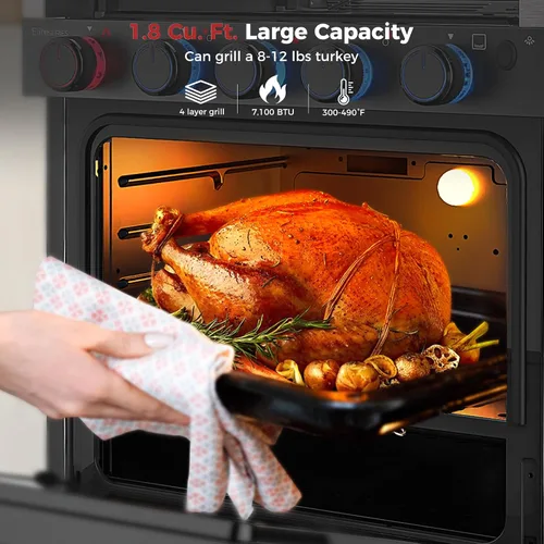 Vista 3 de CAMPLUX Elite - Combo de estufa y horno para RV de 21 pulgadas con protección contra falla de llama, horno de propano para RV de 1.8 pies cúbicos