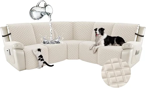 Vista 119 de Arfntevss Fundas para sofá seccional reclinable para sofá seccional en forma de L, funda antideslizante lavable para sofá reclinable con forma de L