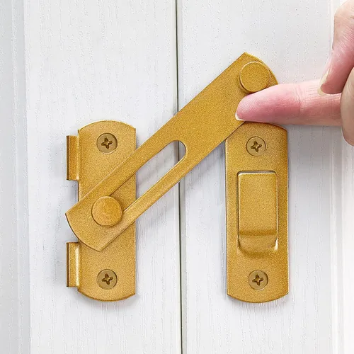 Vista 11 de 3 paquetes de pestillos de puerta abatible, 3.93 x 2.75 pulgadas, cerradura de seguridad negra para valla de madera de granero, puertas francesas
