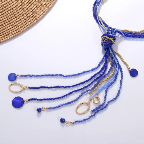 Vista 4 de Coiris Collar largo con cuentas de semillas múltiples, 10 collares largos con nudo de corbata para mujeres y niñas