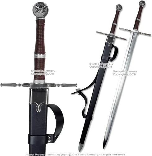 Vista 2 de Versión limitada Geralt Silver Sword Monster Slayer Réplica con grabado Cosplay