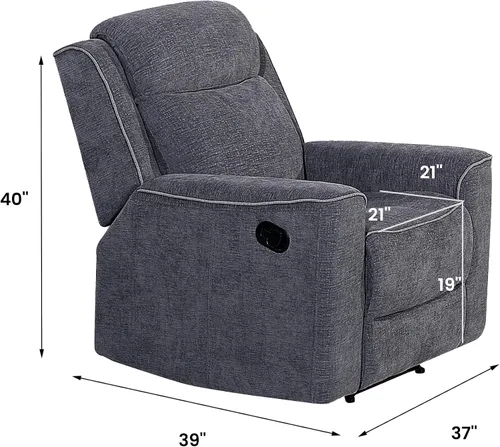 Vista 4 de Betsy Furniture Juego de sofá reclinable manual de microfibra suave, sofá con mesa desplegable, dos sillones reclinables, gris carbón 9111