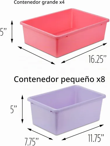 Vista 5 de Cajas para guardar y organizar juguetes de niños Honey-Can-Do SRT-01602., Madera Plástico, Pastel