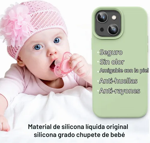 Vista 5 de Vooii Funda compatible con iPhone 14, silicona líquida de alta calidad, forro de microfibra suave antiarañazos, ultra delgada, a prueba de golpes