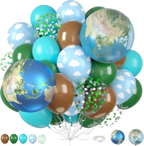 Vista 15 de Globos azules y negros, 35 unidades, globos de látex azul oscuro, negro y plateado con confeti plateado para cumpleaños, baby shower, bodas