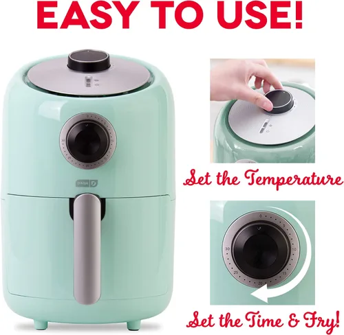 Vista 4 de DASH Horno freidora de aire compacto con control de temperatura, canasta antiadherente para freír, guía de recetas + función de apagado automático