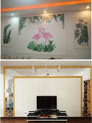 Vista 7 de Moldura flexible autoadhesiva de 90 x 3 pulgadas, líneas de pared decorativas adhesivas 3D, líneas de borde para el hogar, oficina, hotel Gris