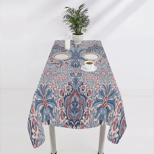 Vista 112 de Mantel Floral Retro de Pájaros, Diseño Original Bohemio William Morris Estampado Cubierta de Mesa para Hogar Picnic Fiesta Comedor Cocina William