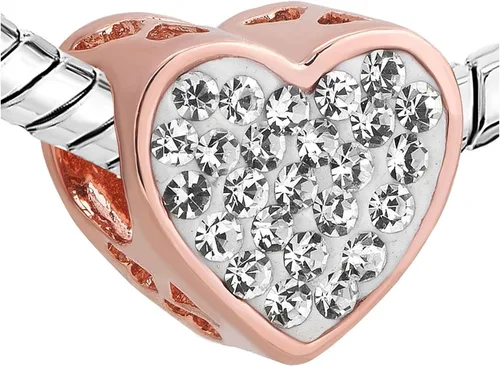 Vista 2 de KunBead Dijes de cuentas de amor de corazón con diamantes de imitación para mamá, compatibles con pulseras Pandora, cumpleaños, día de la madre