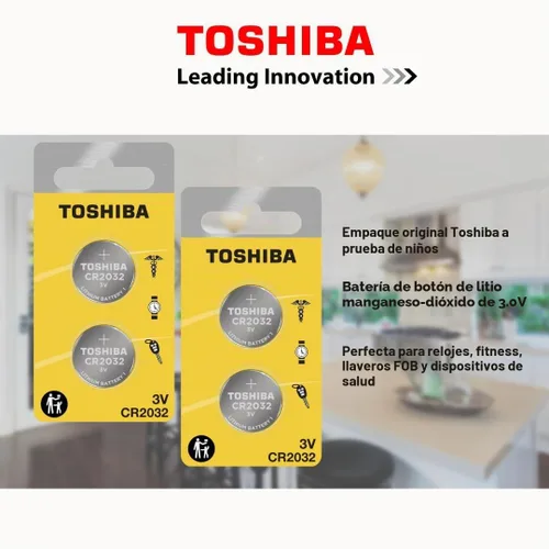 Vista 2 de Toshiba CR2032 3 Volt Pila de Litio Tipo Moneda (5 Baterías)