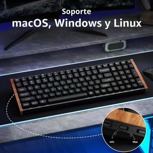 Vista 3 de Keychron K4 HE - Teclado mecánico inalámbrico compacto 96% con efecto Hall con teclado numérico, interruptor magnético, activación rápida, RGB