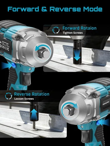 Vista 14 de Seesii - Llave de impacto inalámbrica de 1/2 pulgada, alta torsión de 479 pies-libra (650Nm), pistola de impacto sin escobillas, 2500RPM con batería