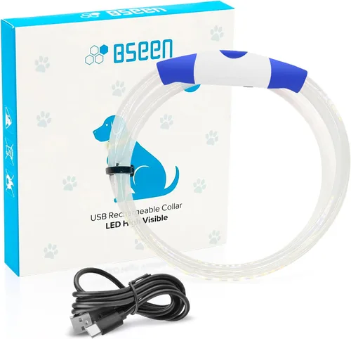 Vista 8 de BSEEN Collar de Perro Iluminado – Collar de Perro LED Visible a 360° Impermeable Recargable – Collar Brillante de TPU Cortable para Mascotas