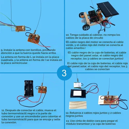 Vista 6 de Kit de modelo de coche solar de madera para construir para la edad de la juventud, kit de experiencia educativa de ciencia Juguete de construcción
