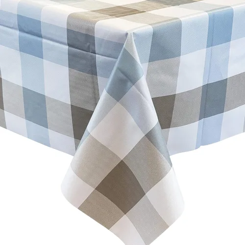 Vista 11 de allgala TC59305 Mantel protector de vinilo PVC con diseño de cuadros impermeable (beige, 54 x 108 pulgadas, rectangular)