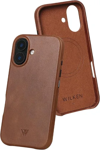 Vista 17 de Funda de teléfono delgada de cuero Wilken compatible con iPhone 15 Compatible con MagSafe y carga inalámbrica Cubierta de cuero de grano Negro