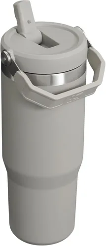 Vista 2 de STANLEY IceFlow Vaso de acero inoxidable - Botella de agua aislada al vacío para el hogar, la oficina o el auto, taza reutilizable con popote Ceniza