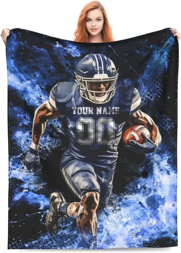 Vista 8 de Dallas - Manta personalizada con estilo de fútbol, con cualquier nombre y número, manta ligera y cálida para viajes, regalos para hombres, mujeres