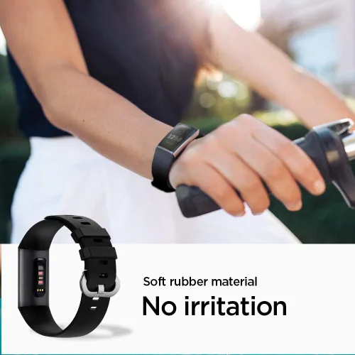 Vista 4 de Spigen Ajuste de silicona diseñado para Fitbit Charge 4 (2020) / Charge 3 (2018) Band - Negro