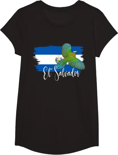 Vista 3 de Camiseta con la bandera de El Salvador, mapa de El Salvador, camiseta de Salvador para mujer, Negro